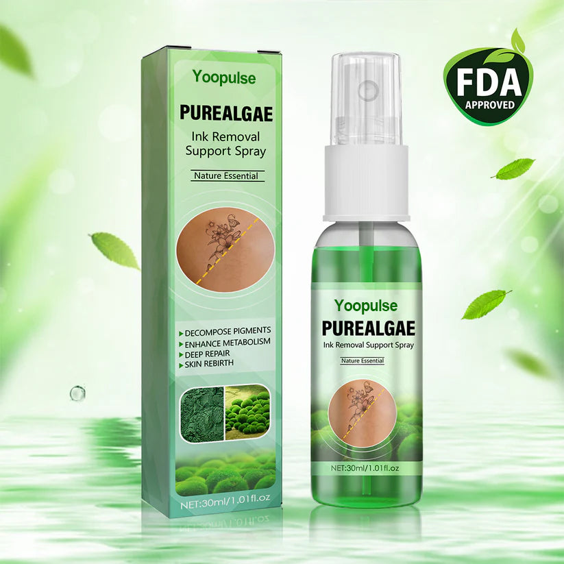 Yoopulse® PureAlgae Ink Removal Support Spray 🌿 — Say Goodbye to Old Tattoo Pigment 💚, Fade Stubborn Ink ✨, Repair & Smooth Treated Skin 💧, Non-Laser ✅, Try It Now! 🔥