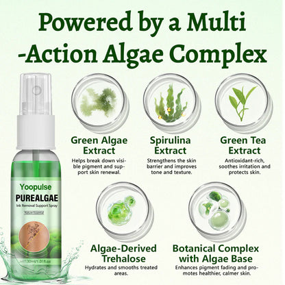Yoopulse® PureAlgae Ink Removal Support Spray 🌿 — Say Goodbye to Old Tattoo Pigment 💚, Fade Stubborn Ink ✨, Repair & Smooth Treated Skin 💧, Non-Laser ✅, Try It Now! 🔥
