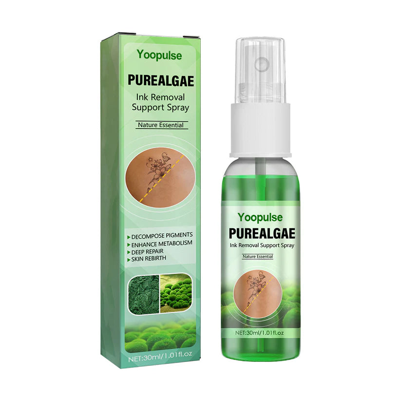 Yoopulse® PureAlgae Ink Removal Support Spray 🌿 — Say Goodbye to Old Tattoo Pigment 💚, Fade Stubborn Ink ✨, Repair & Smooth Treated Skin 💧, Non-Laser ✅, Try It Now! 🔥