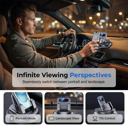 🔥360° Car Phone Holder 🏆 – Rock-Solid Suction, Fits All Phones 🔄