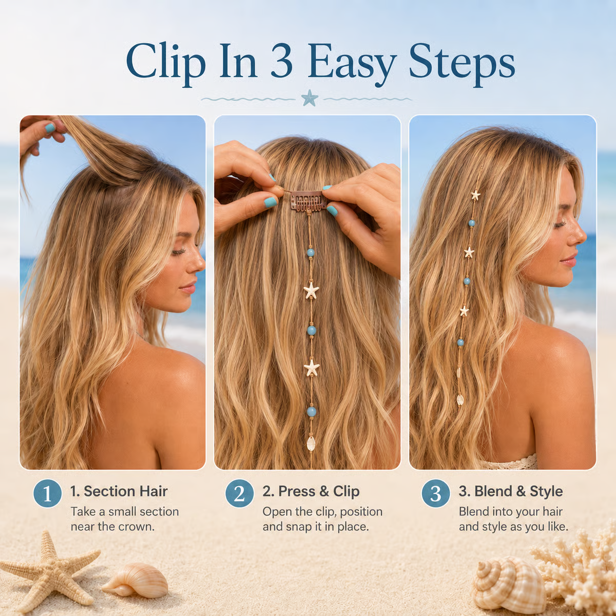 🌊⭐Beachy Mermaid Hair Accent