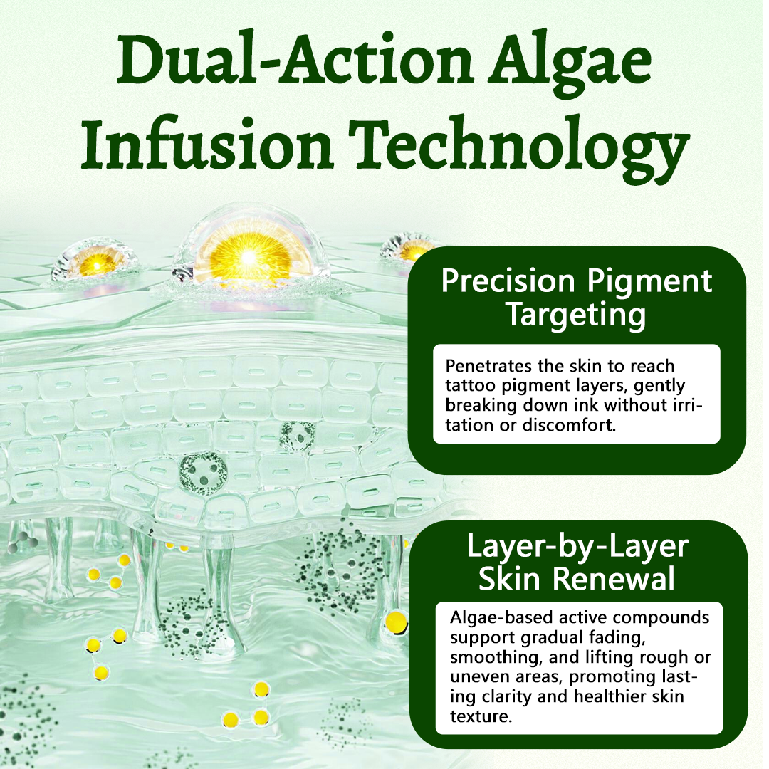 Yoopulse® PureAlgae Ink Removal Support Spray 🌿 — Say Goodbye to Old Tattoo Pigment 💚, Fade Stubborn Ink ✨, Repair & Smooth Treated Skin 💧, Non-Laser ✅, Try It Now! 🔥