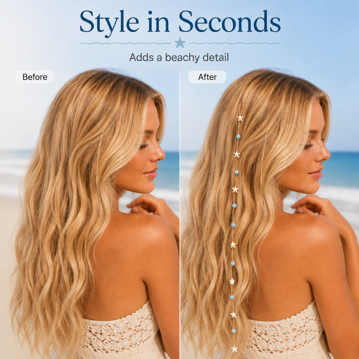 🌊⭐Beachy Mermaid Hair Accent