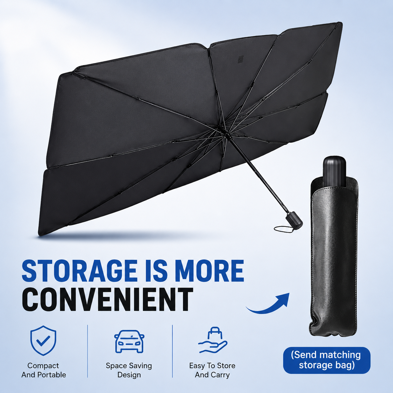 ☀️Car Sunshade – Effective Heat Insulation, UV Block & Easy Foldable Auto Windshield Protector
